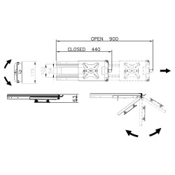 Support pour écran LCD Support TV à extraction latérale XL - CTA 344223