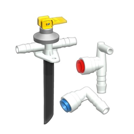 raccordement eau boiler soupape de vidange et raccords coudés pour tuyaux d'au diam. 10mm - truma 402204