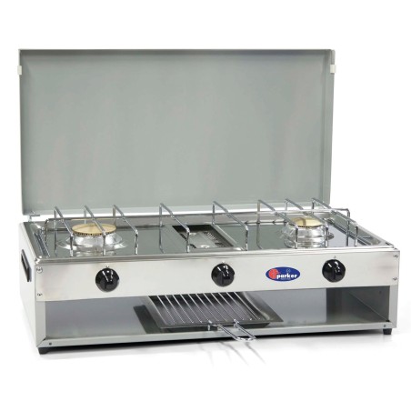 réchaud 2 feux + grill - parker 395103