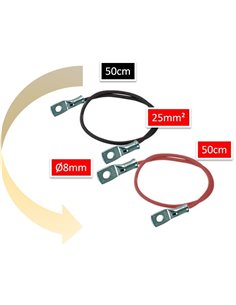 Pair de cable batterie solaire 25mm2 avec cosses - Electric-sun -