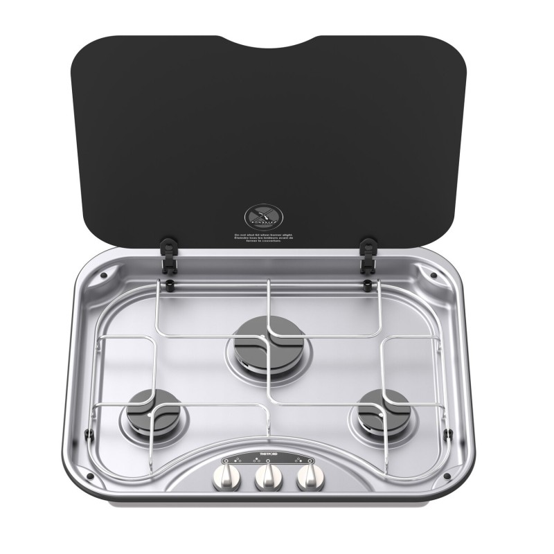 réchaud encastrable 3 feux basic line 345 avec grille chromée - thetford 389640