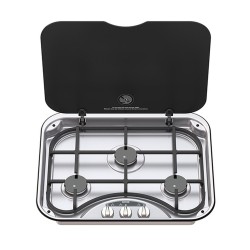 réchaud encastrable 3 feux basic line 345 avec grille en fonte - thetford 389641