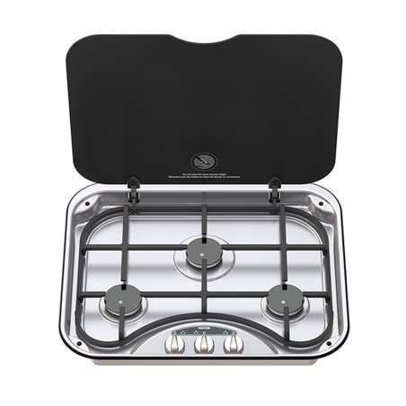 réchaud encastrable 3 feux basic line 345 avec grille en fonte - thetford 389641