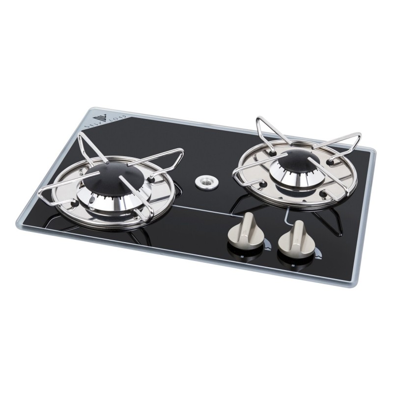 réchaud à gaz encastrable en verre crystal 2 feux 380x280 - navy load 400271