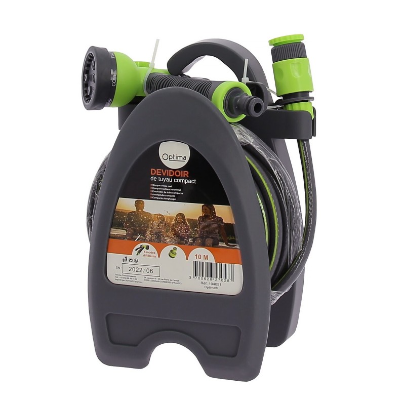 tuyau d'eau 10 m avec mini enrouleur - optima 395801