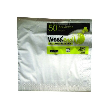 Serviette Blanche X50 33x33 2pli - PUBLI EMBAL 125504