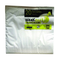 Serviette Blanche X20 40x40 3pli - PUBLI EMBAL 125505