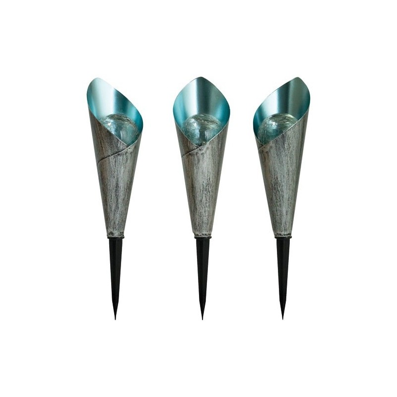 Borne solaire design finition métal craquelé et verre x3 - EZSOLAR 347028