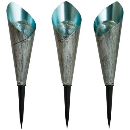 Borne solaire design finition métal craquelé et verre x3 - EZSOLAR 347028