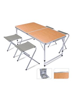 Ensemble De Camping. Table Avec 4 Chaises Pliantes En Aluminium  - Générique - 8719987505300