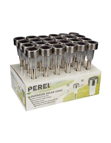 Lampe de jardin solaire avec socle en acier inoxydable 24 pièces - PEREL  - 5410329443979