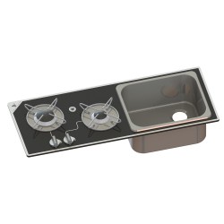combiné réchaud à gaz 2 feux + évier encastrable en verre crystal 765x334 - navy load 400280