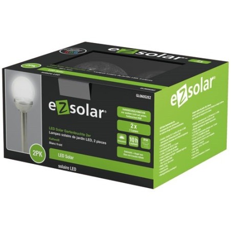 Bornes solaires multicolores pack de 2 blanc froid 2 lumens - EZSOLAR 347032