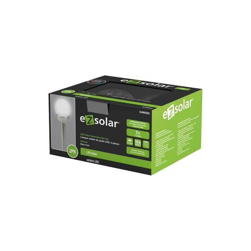 bornes solaires multicolores pack de 2 blanc froid 2 lumens - ezsolar 369343