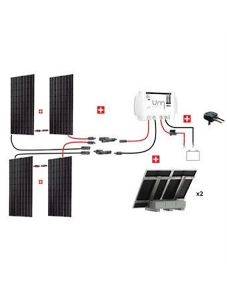 Kit Abris 4x300w - 24v - Régulateur Mppt - Support Unifix 800 Egf Dalle - KIT ABRIS 1200W  24V - UN - UNITECK -