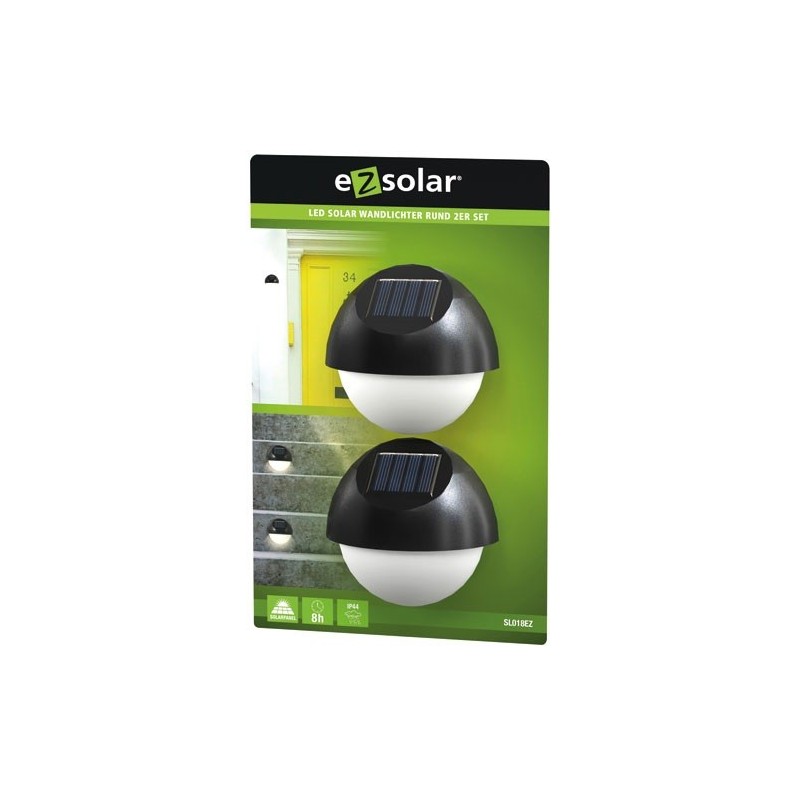 Appliques solaires detecteur de pénombre rondes boite de 2 - EZSOLAR 347044