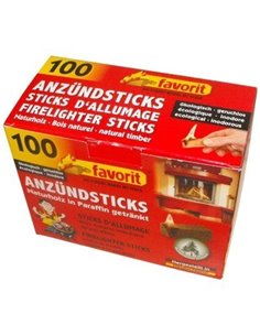 Stick d'allumage en bois naturel imprégné 100 pièces - FAVORIT - Favorit - 4006822312266