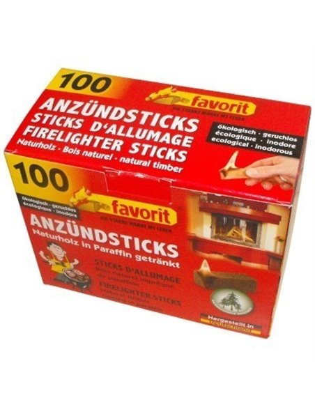 Stick d'allumage en bois naturel imprégné 100 pièces - FAVORIT - Favorit - 4006822312266