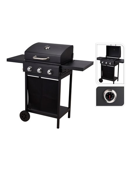 Barbecue À Gaz 3 Feux 139x56,5x106cm Waggan - Générique - 8719987758157