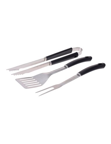 Set 3 Outils Pour Barbecue Edm Pvc/Inox. Couleur Noire - Générique - 8719202892758