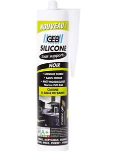 Silicone tous supports cartouche 280 m noir - GEB - 3283988907104