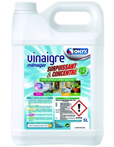 Vinaigre D'alcool ménager 14°  Bidon 5 litres - ONYX - Onyx - 3183940505433