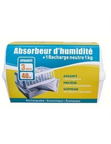 Absorbeur d'humidité h80 neutre boite large pour recharge 1 Kg - SODEPAC - SODEPAC - 3240210904102