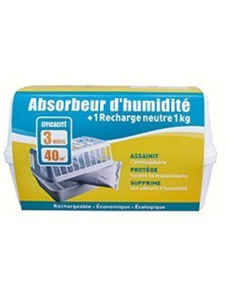 Absorbeur d'humidité h80 neutre boite large pour recharge 1 Kg - SODEPAC - SODEPAC - 3240210904102