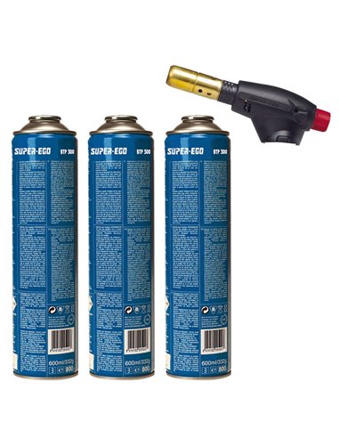 Pack Torche Segofire Piezo + 3 Bot. Multigaz 300 - Générique - 8414162049463