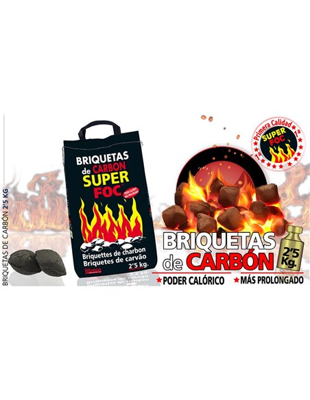 Briquettes Vegetales Au Charbon 2.5kg 08006 Superfoc. - Générique - 8421531080064