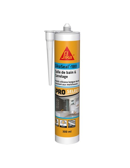 Mastic joint salle de bains et carrelage SIKASEAL 180  300 Ml blanc - SIKA - SIKA - 7612895841229