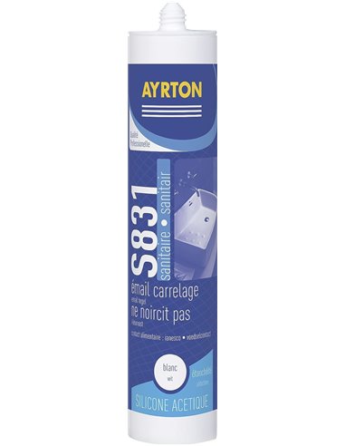 Mastic silicone anti-moisissures pour joint sanitaire acetique blanc - AYRTON - Soudal - 3498781009089