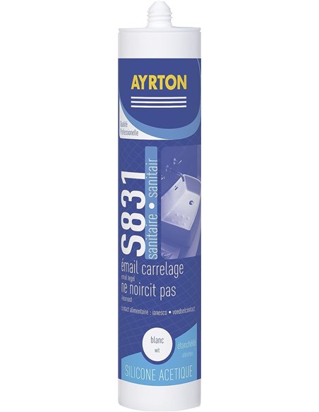 Mastic silicone anti-moisissures pour joint sanitaire acetique blanc - AYRTON - Soudal - 3498781009089
