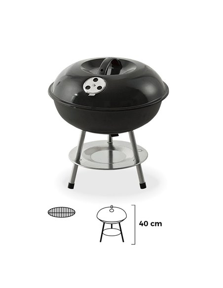 Barbecue Debout Ø35,5x40cm 3 Pieds. Couleur Noire Edm - Générique - 8425998738377