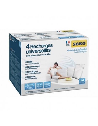 Pour absorbeur d'humidité - Recharges sachet 4x1kg neutre - SODEPAC - Seko - 3240212003001
