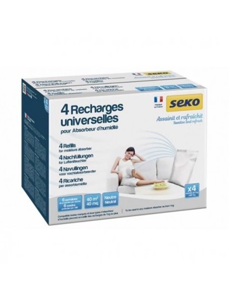 Pour absorbeur d'humidité - Recharges sachet 4x1kg neutre - SODEPAC - Seko - 3240212003001