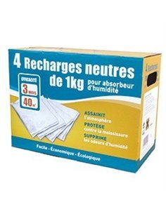 Lot de 4 recharges 3 neutre+1 gratuite pour absorbeur d'humidité - SODEPAC - 3240210904096