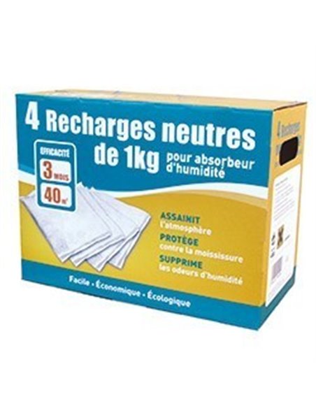 Lot de 4 recharges 3 neutre+1 gratuite pour absorbeur d'humidité - SODEPAC - 3240210904096