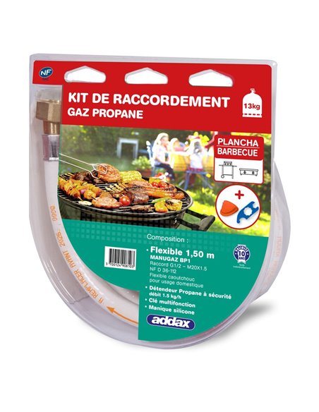 Kit propane de raccordement pour barbecue et plancha 1m50 - ADDAX - Générique - 3700124908103