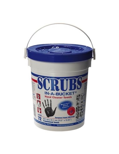 Lingette impregnée pour nettoyage mains seau de 72 lingettes - scrubs - ITW SPRAYTEC - 4019114422727