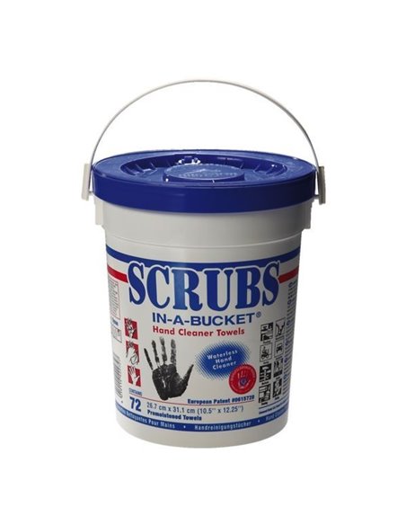 Lingette impregnée pour nettoyage mains seau de 72 lingettes - scrubs - ITW SPRAYTEC - 4019114422727