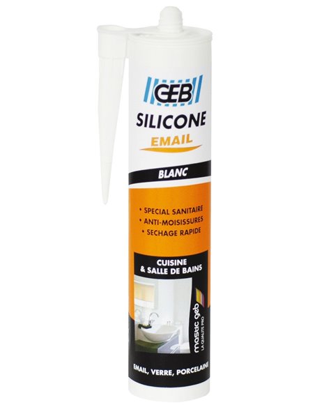 Mastic silicone surface émaillée cartouche 250 ml blanc - GEB - GEB - 3283985931508