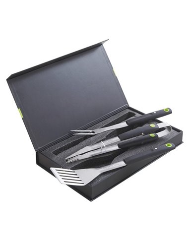 malette barbecue 3 pieces aimantes (fourchette-spatule-pince) - GARDEN MAX - 3326880013716