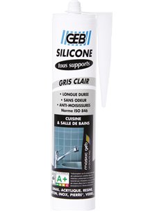 Silicone tous supports gris cartouche 280 ml gris clair - GEB - GEB - 3283988907005
