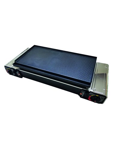 Plancha / Grill pour réchaud à gaz portable 2 feux - INCASA  - Générique - 3700628255352