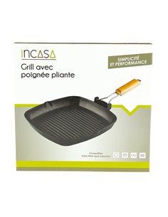 Grill avec poignée pliante compatible tous feux - INCASA  - Générique - 3700628252696