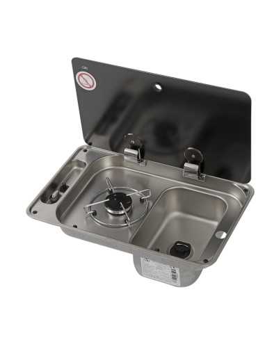 combiné réchaud 1 feu + évier rectangle avec couvercle - can - Can -