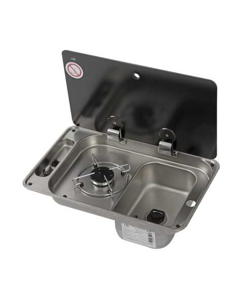 combiné réchaud 1 feu + évier rectangle avec couvercle - can - Can -