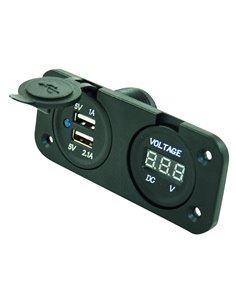Socle 2 Prises Usb + Voltmètre Encastrable - Générique - 8715133038104