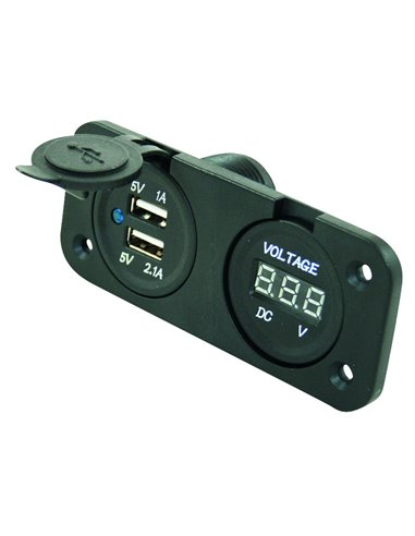 Socle 2 Prises Usb + Voltmètre Encastrable - Générique - 8715133038104